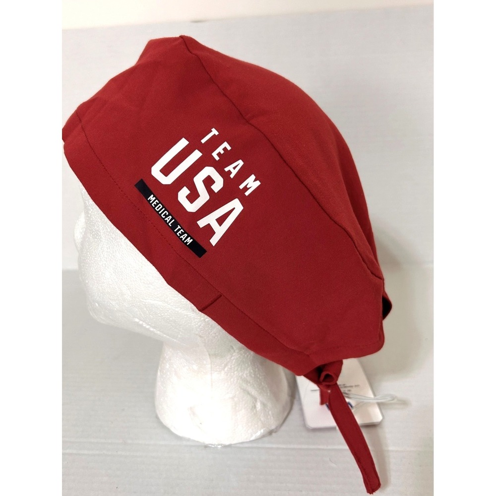 NWT FIGS Team‎ USA Medical Team Red Scrub Surgical Cap Head Band Limited Edition